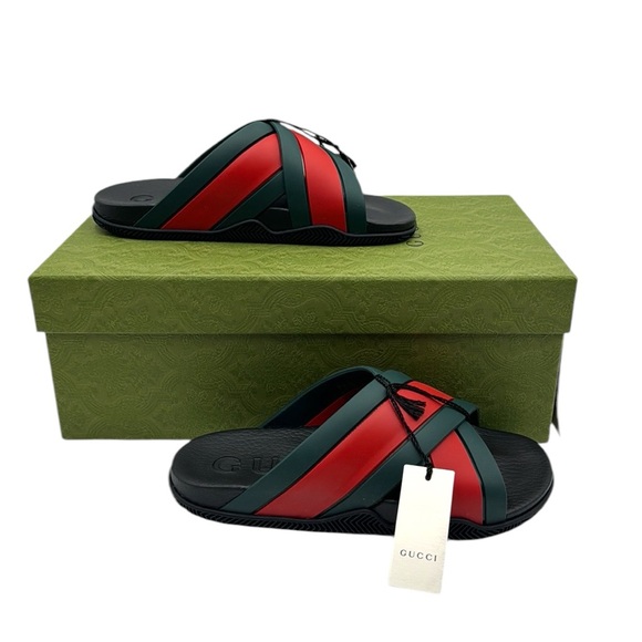 Gucci Rubber Web Criss Cross Slide Sandals Size 38 IT - Picture 15 of 16